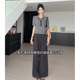 Wannvy Up old money style early autumn suit women's short-sleever sweater top striped striped suits casual pants set two-pieces
