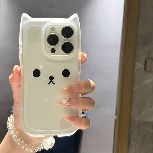 ins风可爱小熊表情适用iPhone16promax手机壳新款苹果15保护壳14proplus小众13pm简约防摔13新款卡通12网红潮 - 图1
