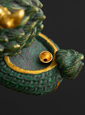 逗兽记青砂石彩金开运龙舟香插创意香薰炉室内线香插香座茶道摆件