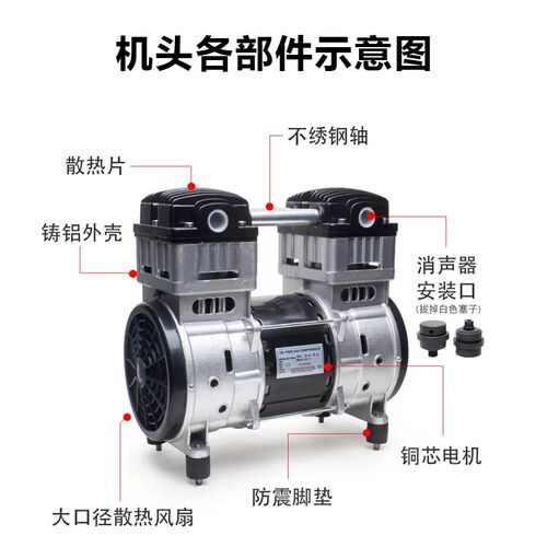 气泵空压机压缩机电机奥突斯无油静音空压机泵头机头压泵马达总成 - 图1