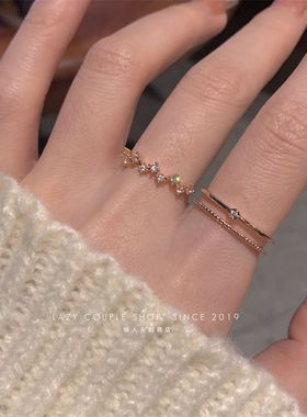 韩版开口可调节女生ins轻奢高级感精致锆石食指戒指小众设计饰品