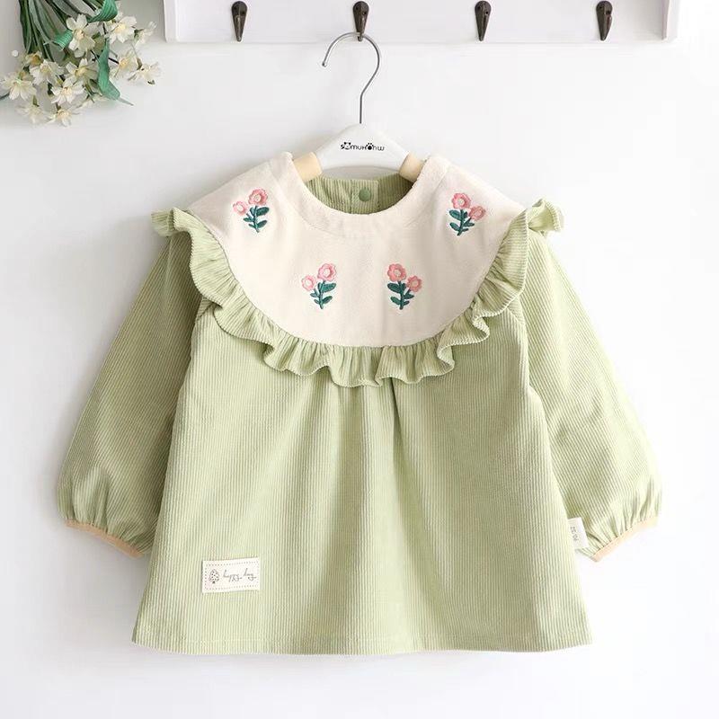 Baby smock, children's apron, reverse dressing, baby eating bib, autumn and winter long-sleeved waterproof and anti-dirty protective clothing for boys and girls