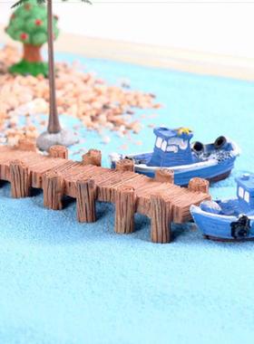 沙滩码头走廊栈道鱼缸沙滩微景观造景地中海小摆件DIY装饰材料