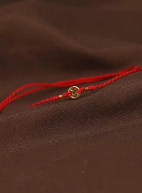 财源滚滚红绳脚链女23年新款潮小众轻奢编织diy男女款手绳简单款