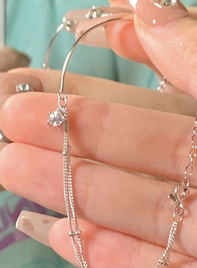 韩版闪钻手链女ins轻奢风超仙一半手环一半手镯设计2023年款