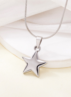 tohm跨境不锈钢饰品五角星吊坠小众简约百搭锁骨链感配饰项链