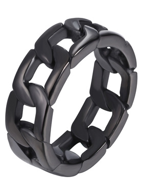 亚马逊Wish欧美潮男嘻哈hoprap编制古巴链条戒指指环男女学生