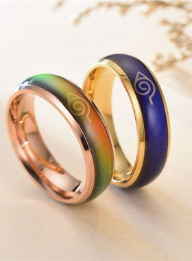 日韩风温变色火影忍者戒指个性潮男不锈钢厂家跨境戒指