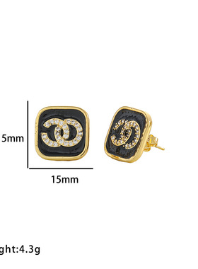 欧美新款字母黑色耳环项链套装时尚感锁骨项链耳饰