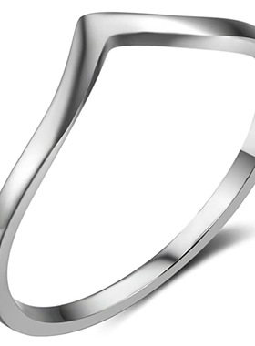 亚马逊新款热卖欧美创意5MM不锈钢四色几何弧度戒指简约时尚戒指