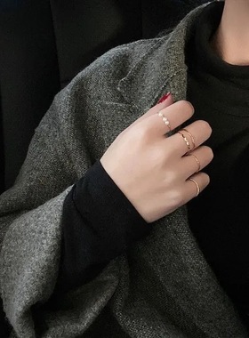 戒指女学生个性闺蜜食指戒ins可调节波浪爱心尾戒女ins风可调节戒
