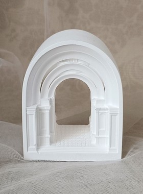 ins风北欧简约现代拱形建筑石膏香薰小摆件桌面创意装饰复古礼物