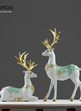 情侣麋鹿欧式摆件树脂工艺品家居饰品创意结婚礼物酒柜客厅装饰品