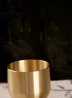 黄铜财神爷酒杯供杯茶杯酒壶家用供奉铜茶酒水杯供神用品摆件纯