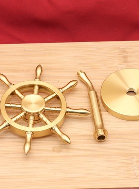 黄铜舵舵手领航者船舵酒店办公室桌面品开业礼品装饰摆件泽羽中式