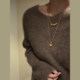 Hong Jing handmade 1.5mm shiny silk sweater chain jade gold pendant lanyard necklace rope unisex