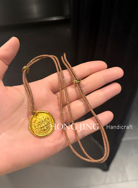 2.0亮闪咖亮丝玉石黄金吊坠挂绳