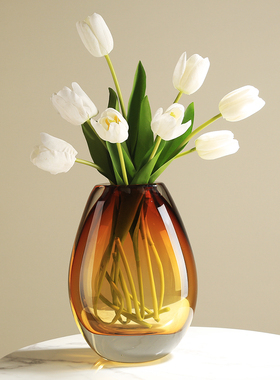 特厚琉璃玻璃水培花瓶花器摆件客厅电视柜玄关餐桌样板房极简摆设