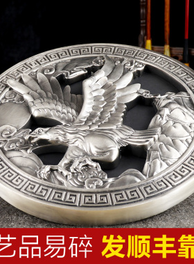 大展宏图马到成功炭雕圆盘工艺品摆件活性炭客厅办公室玄关装饰品