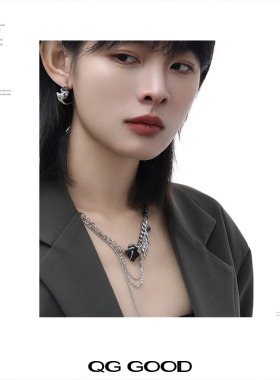 QG原创设计暗黑风流苏项链女款小众设计感高级轻奢气质锁骨链礼物