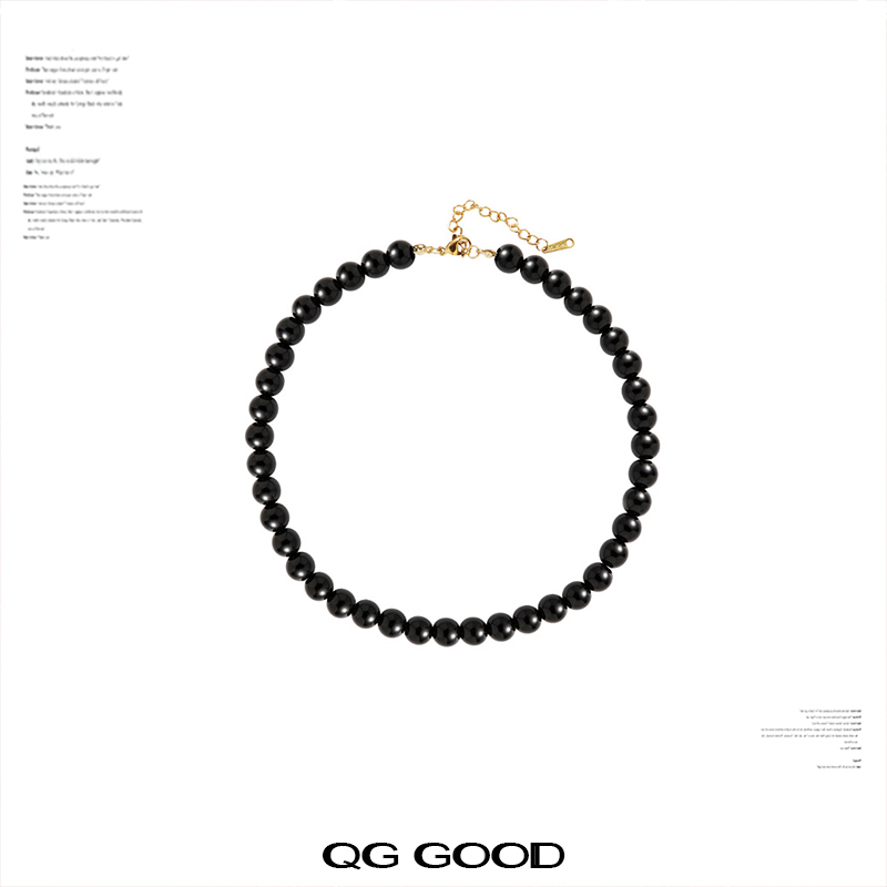 QG原创设计黑色珍珠项链女暗黑高级感串珠小众设计锁骨链送礼物 - 图0