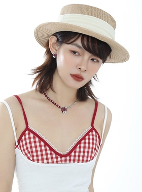 原创时尚百搭甜酷辣妹风荆棘草莓项链女高级感串珠拼接锁骨链颈链