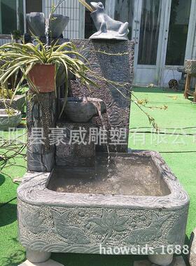 供应石雕喷泉大理石流水摆件青石雕刻喷泉室内水景摆件