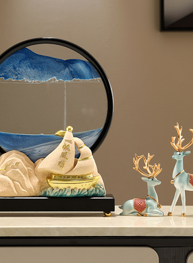 现代家居流沙画大尺寸创意高端电视酒柜室装饰品一帆顺风