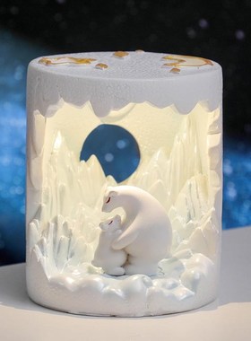 北极熊极地冰川小夜灯摆件卧室客厅床头电脑桌装饰生日礼物送男生