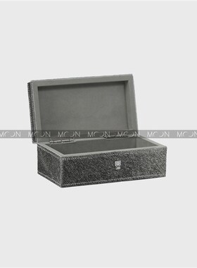 慕空间样板房衣帽间收纳盒灰马毛首饰盒软装饰品摆设道具