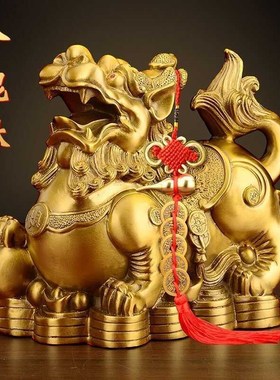 铜貔貅一对黄铜貔恘貔犰皮丘送礼工艺客厅室开业装饰礼品