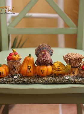 田园乡村丰收南瓜水果装饰创意艺术万圣节氛围橱窗客厅