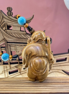 绿檀木雕手把件傲娇送福钟馗人物雕花摆件手把件工艺精品