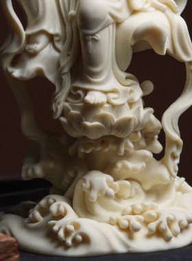 象牙果自在观音大号莲花一体雕刻佛像摆件菩萨玄关家居装饰28高