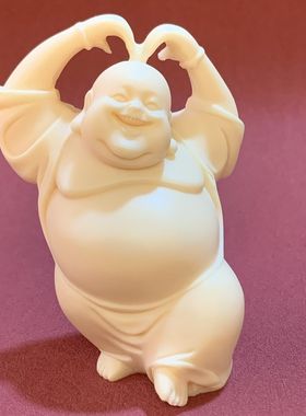 象牙果爱心弥勒佛像摆件家居茶座博古架鱼缸造景办公室装饰工艺品