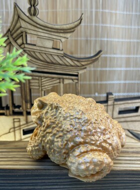 崖柏蛙仙人木雕文玩手把件招财进宝金蟾雕刻工艺品家居摆件6.5