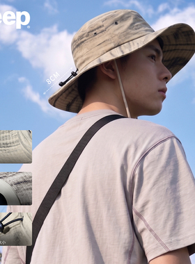 Jeep吉普UPF50+男夏季防晒渔夫帽