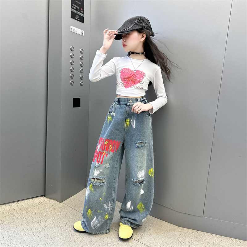 春秋女童爵士舞表演服女团街舞舞蹈练功服女孩洋气模特走秀演出服 - 图1
