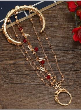 古风铃铛戒指手镯一体首饰汉服敦煌配饰礼物中古宫铃古手炼手饰