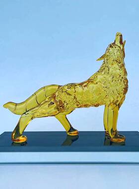 水晶狼生肖犬狗狼行天下家居客厅办公桌玄关风水摆件送礼汽车摆设