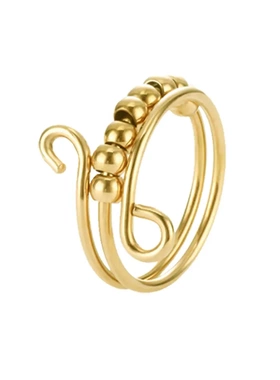 多层解压戒指钛钢绕线指环配饰正念缓解焦虑饰品转动珠子串珠