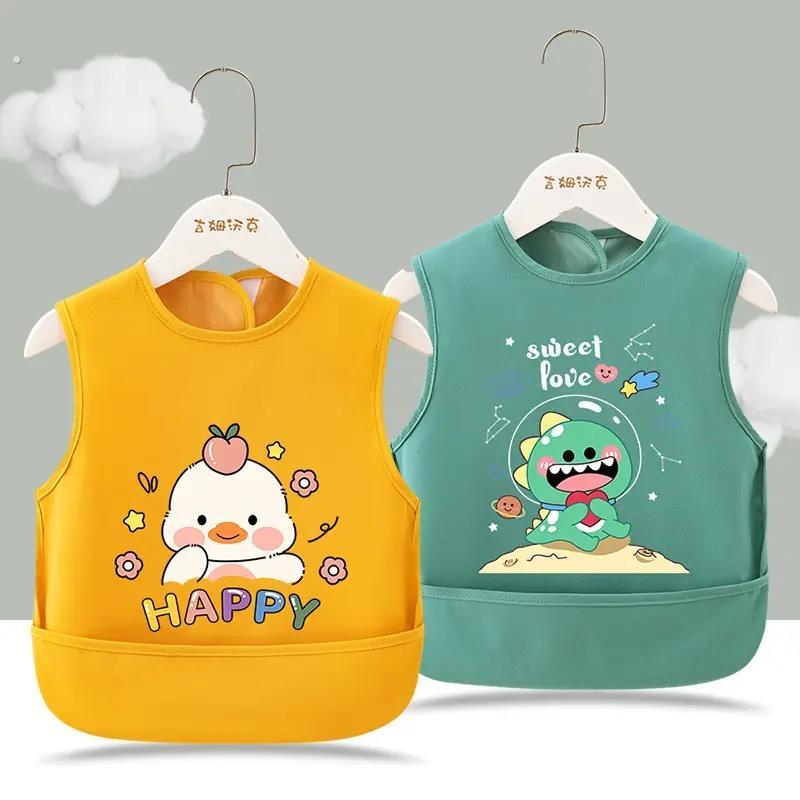 New waterproof bib sleeveless children's bib kindergarten oil-proof eating bib Maillard baby bib eating