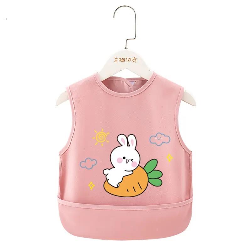 New waterproof bib sleeveless children's bib kindergarten oil-proof eating bib Maillard baby bib eating