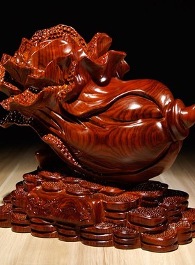 观古 花梨木雕白菜摆件 家居客厅玄关装饰开业礼品红木雕刻工艺品