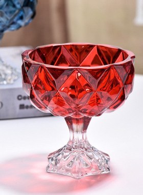 欧式宫廷覆古无铅玻璃高脚杯冰激凌甜品玻璃杯冷饮杯水果沙拉碗