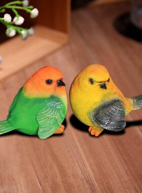 田园树脂工艺品摆件仿真小鸟花园动物装饰品酒柜电视柜知更鸟摆设