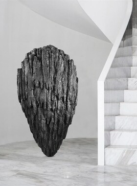 玻璃钢仿真悬空吊挂石头酒店餐厅样板间楼梯口创意落地装饰摆件