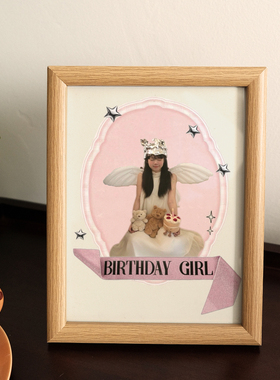 Birthday Girl少女风主题摆台天使人像相框闺蜜女友创意生日礼物