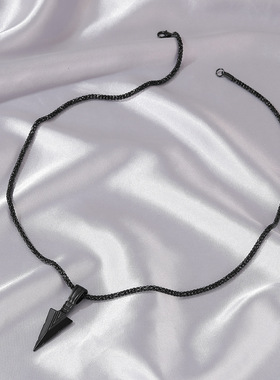 新款项饰 欧美个性男士三角矛头项链 复古金属箭头吊坠毛衣链