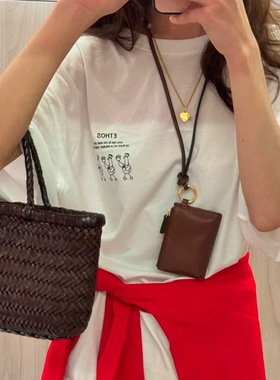 2025新款挂脖迷你卡包毛衣链小巧精致配饰零钱包挂件豹纹小包项链